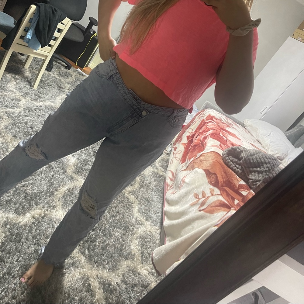 Byegreis boyfriend style torn denim jeans